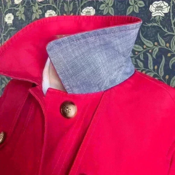 Talbots Red Water-Resistant Trenchcoat 12W - Picture 8 of 14